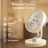Alpha Desktop Fan with Light, 6 Inches, 4 Speeds, Oscillating Table Fan, Brushless Motor, Wide Angle Adjustment, USB Rechargeable,  Ultra Quiet, Personal Mini Fan for Home Office Bedroom, White